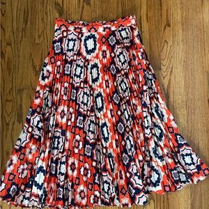 Anthropologie Red and Blue A-Line Skirt